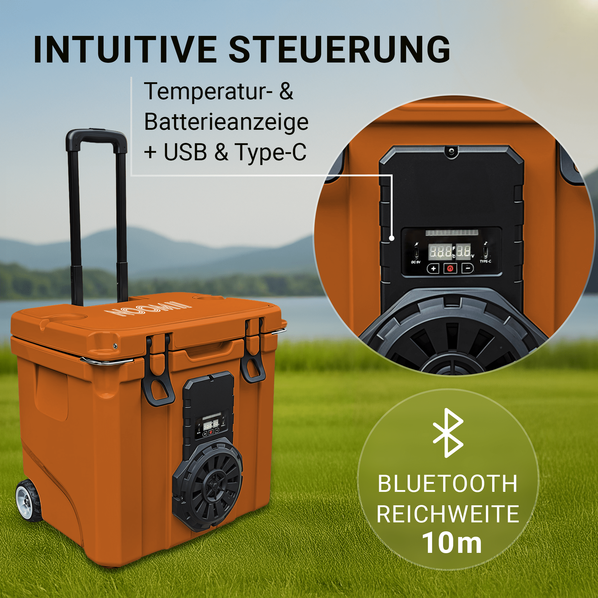NooMii BeatRoller 35 – Kühlbox mit integriertem Bluetooth - Lautsprecher | 35L Volumen - Kühlbox NooMii - NooMii