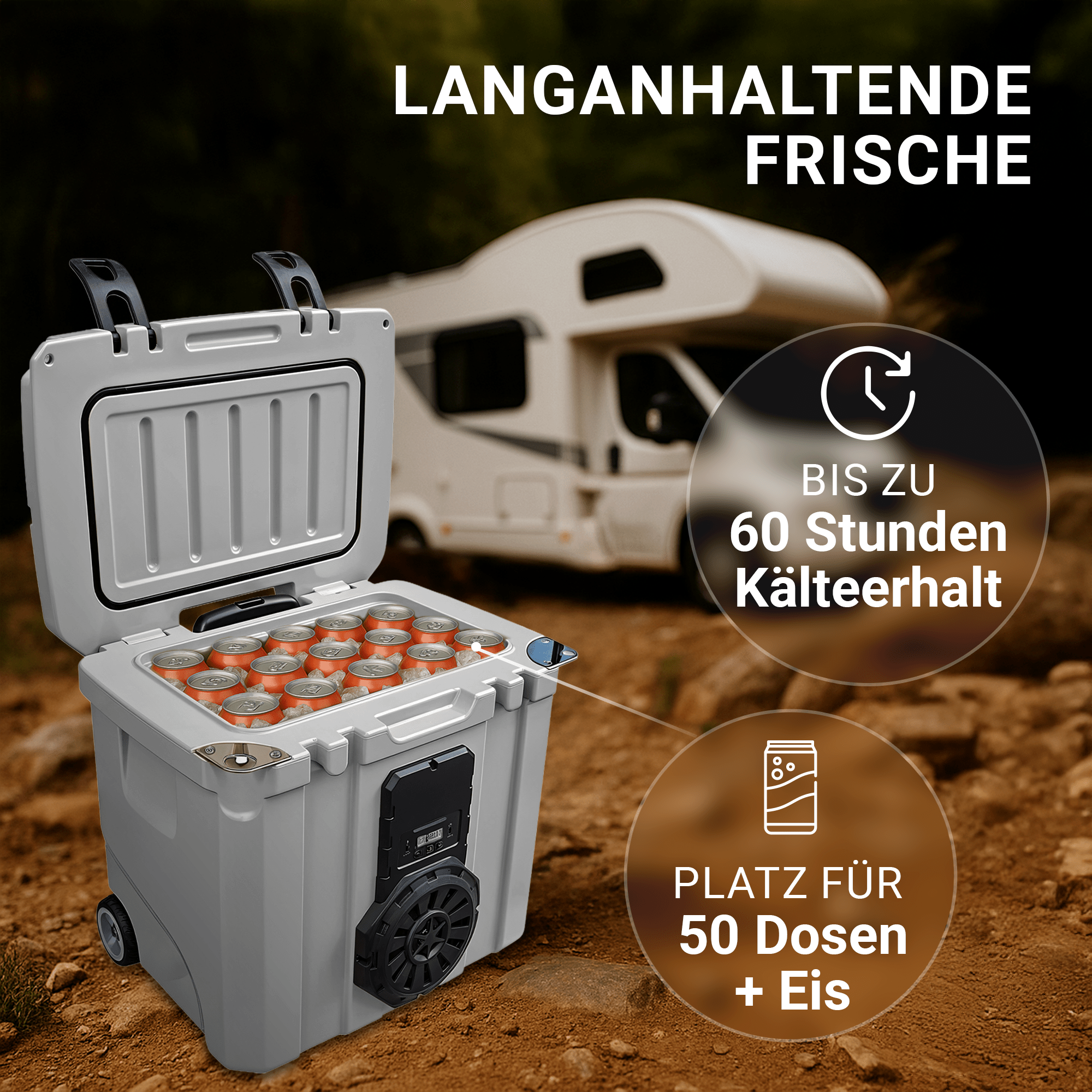 NooMii BeatRoller 35 – Kühlbox mit integriertem Bluetooth - Lautsprecher | 35L Volumen - Kühlbox NooMii - NooMii