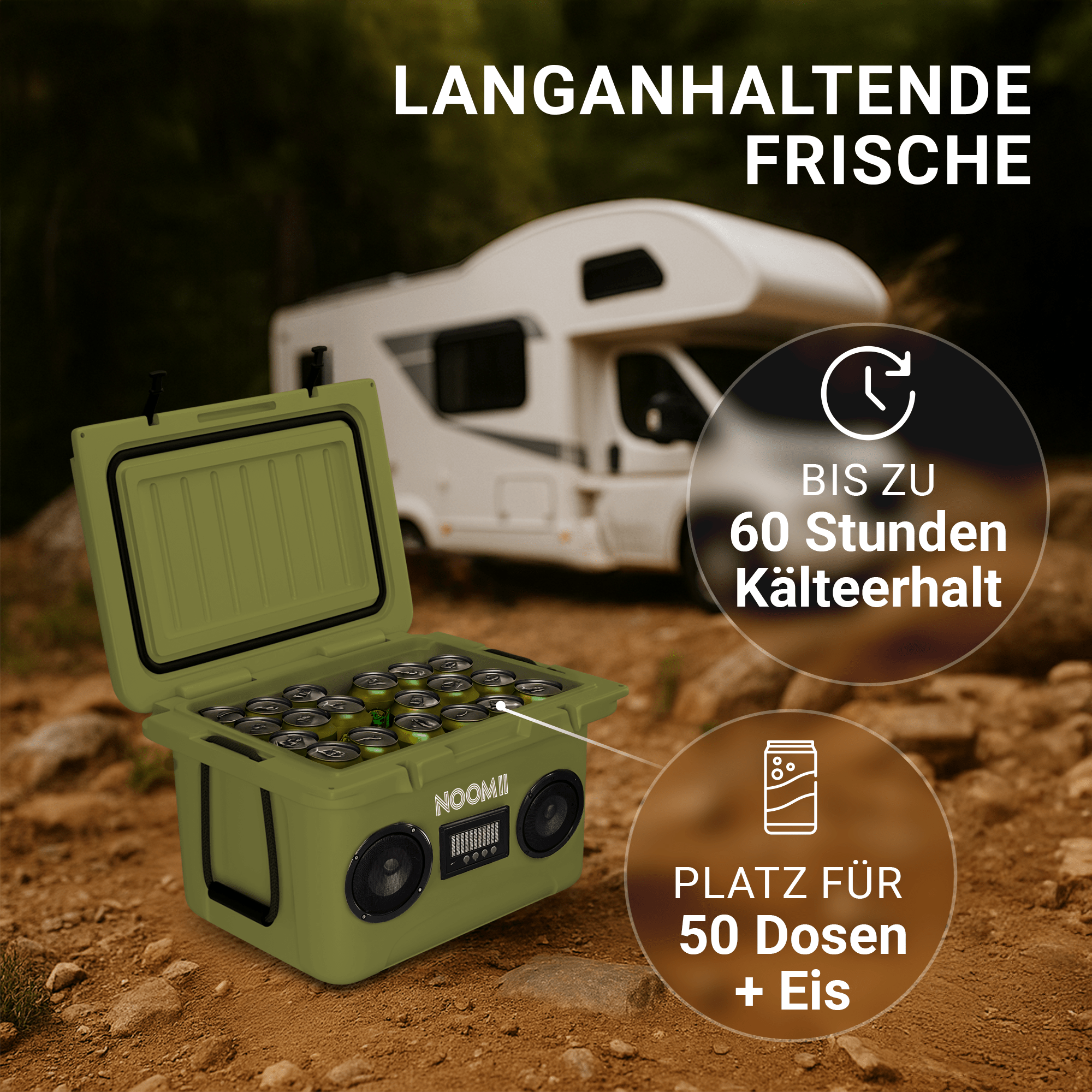 NooMii ColdBeats 35 – Kühlbox mit integriertem Bluetooth - Lautsprecher | 35L Volumen - Kühlbox NooMii - NooMii