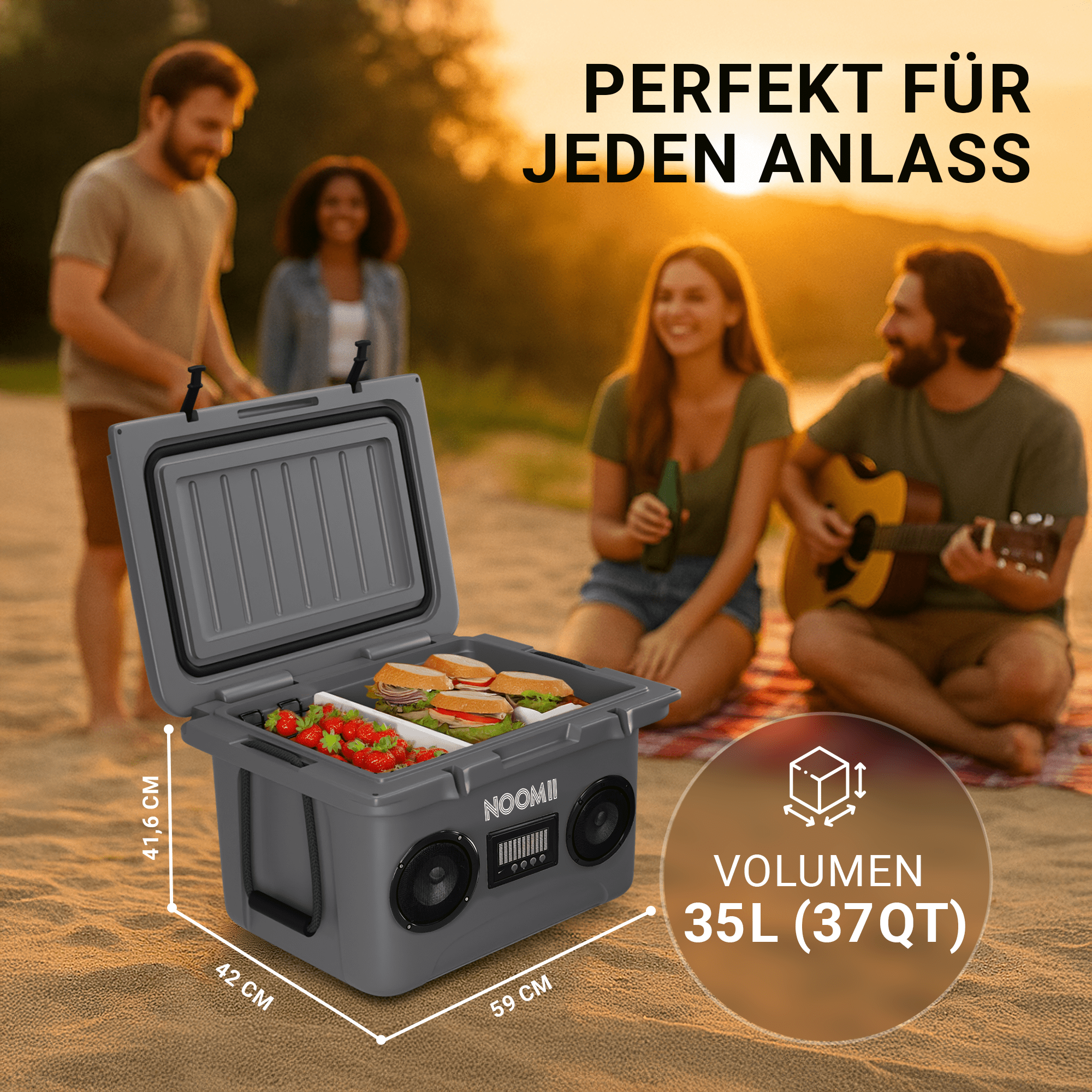 NooMii ColdBeats 35 – Kühlbox mit integriertem Bluetooth - Lautsprecher | 35L Volumen - Kühlbox NooMii - NooMii