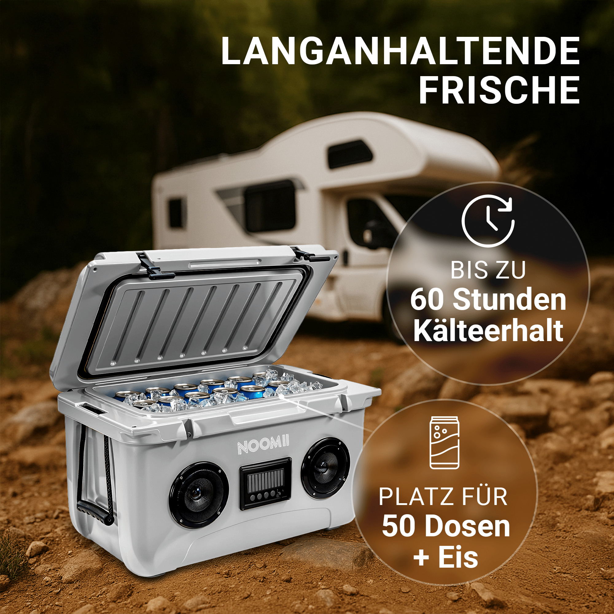 NooMii ColdBeats 45 – Kühlbox mit integriertem Bluetooth - Lautsprecher | 45L Volumen - Kühlbox NooMii - NooMii