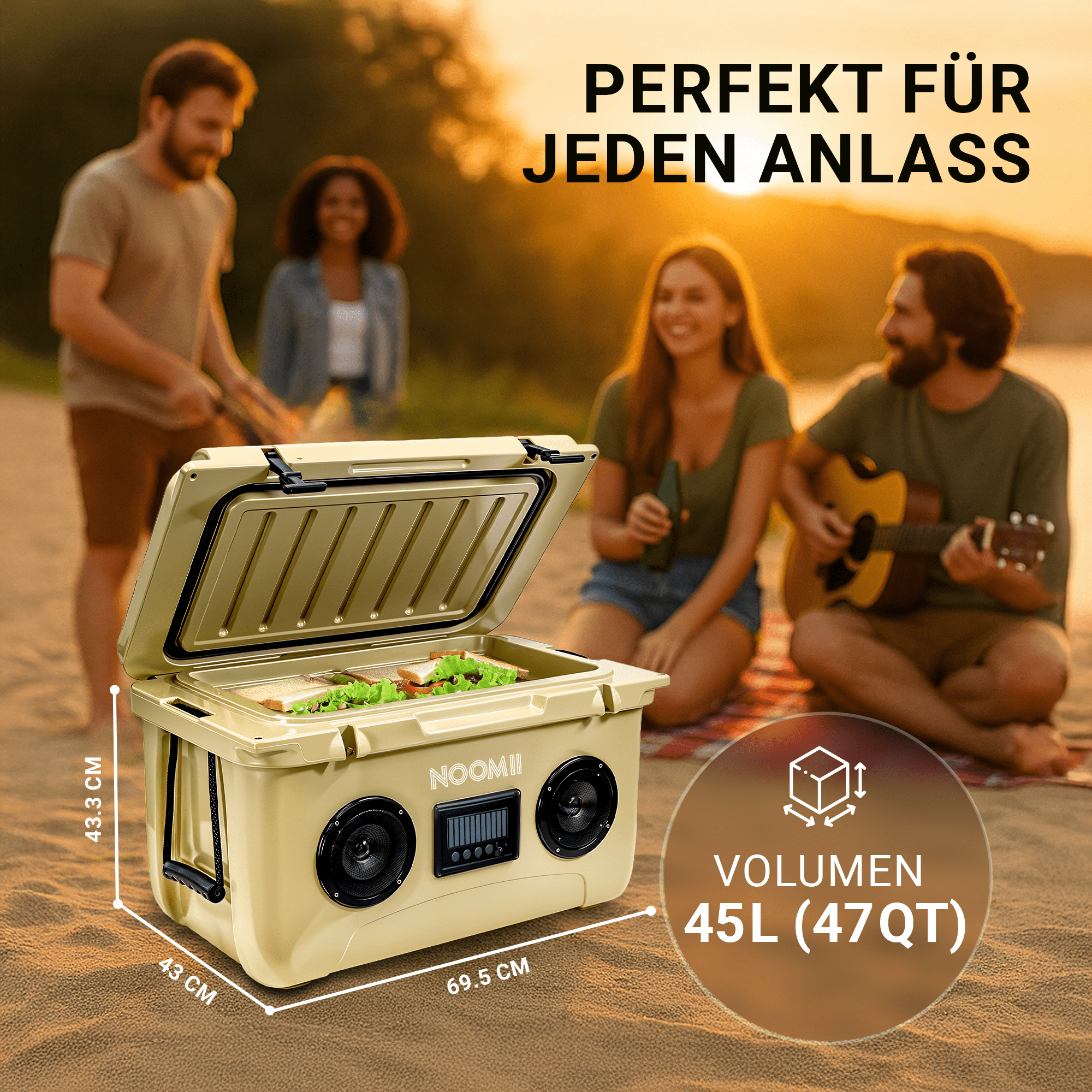 NooMii ColdBeats 45 – Kühlbox mit integriertem Bluetooth - Lautsprecher | 45L Volumen - Kühlbox NooMii - NooMii