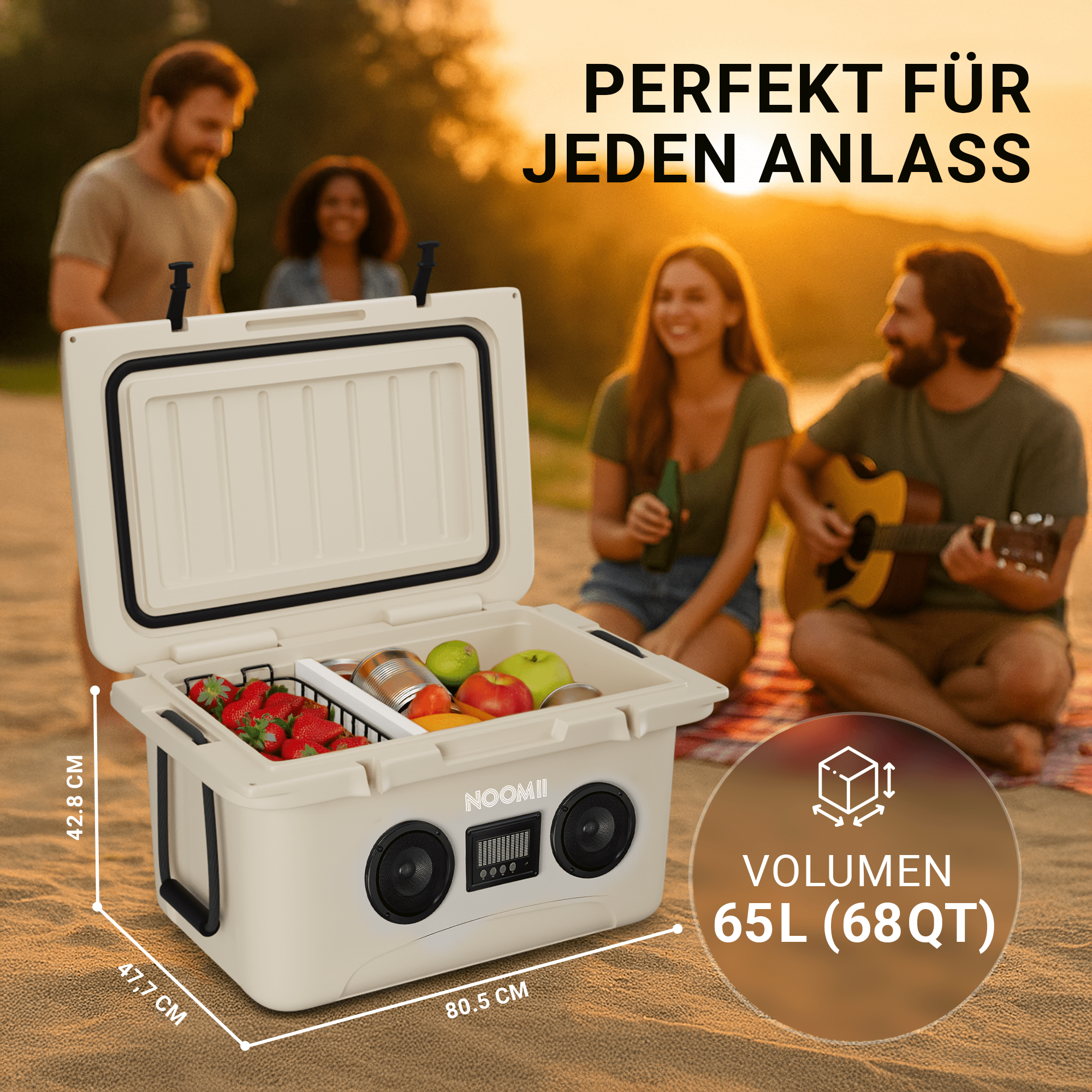 NooMii ColdBeats 65 – Kühlbox mit integriertem Bluetooth - Lautsprecher | 65L Volumen - Kühlbox NooMii - NooMii