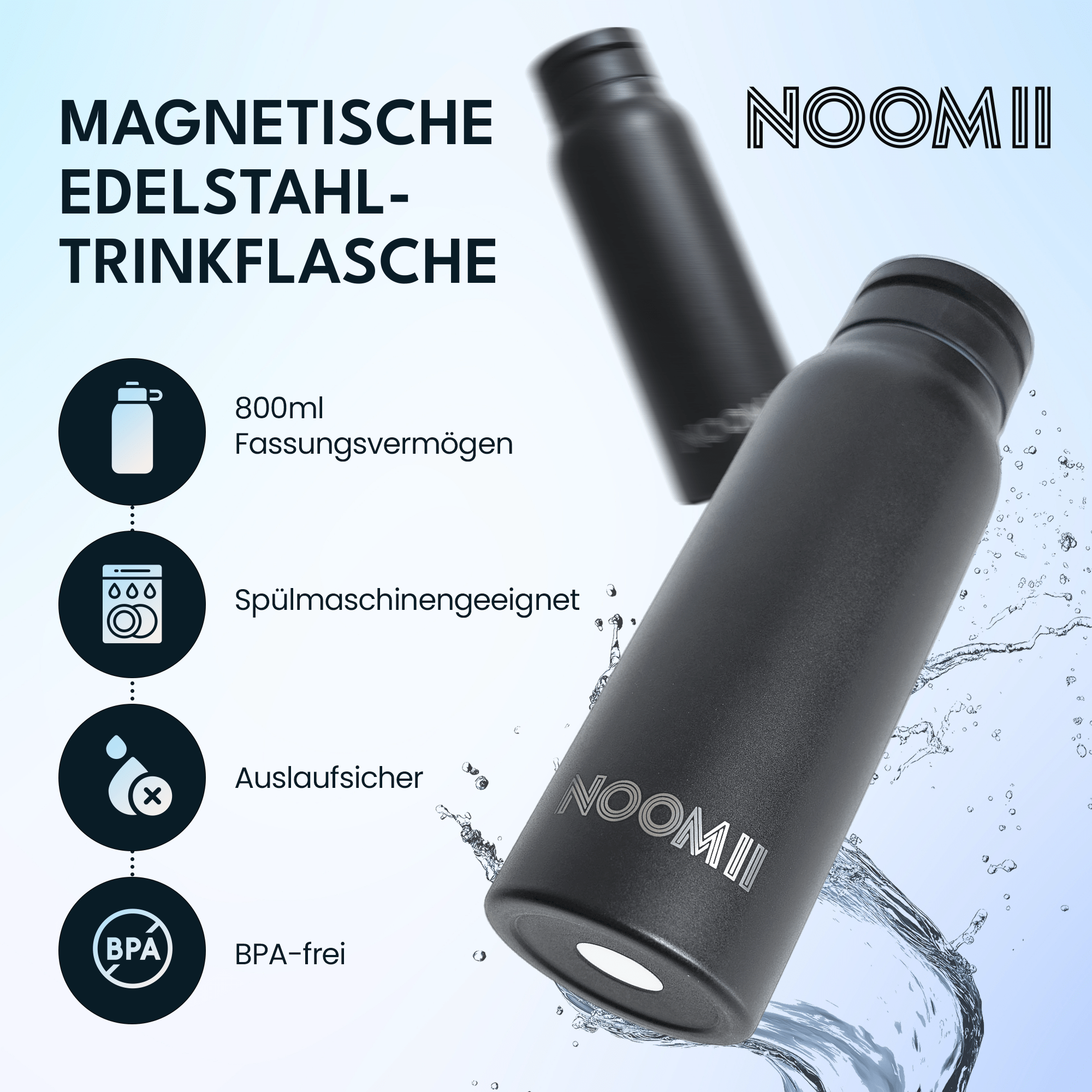 NooMii Edelstahl - Trinkflasche | Magsafe - Trinkflasche NooMii - NooMii