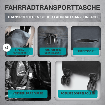NooMii Fahrrad Transporttasche mit Handgriff & Rollen 128 x 78 x 25 cm - Transporttasche NooMii - NooMii