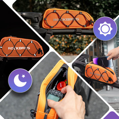 Oberrohrtasche 1 L Vollständig Reflektierend Weiß/Orange - Fahrradtaschen ROCKBROS - EU - NooMii