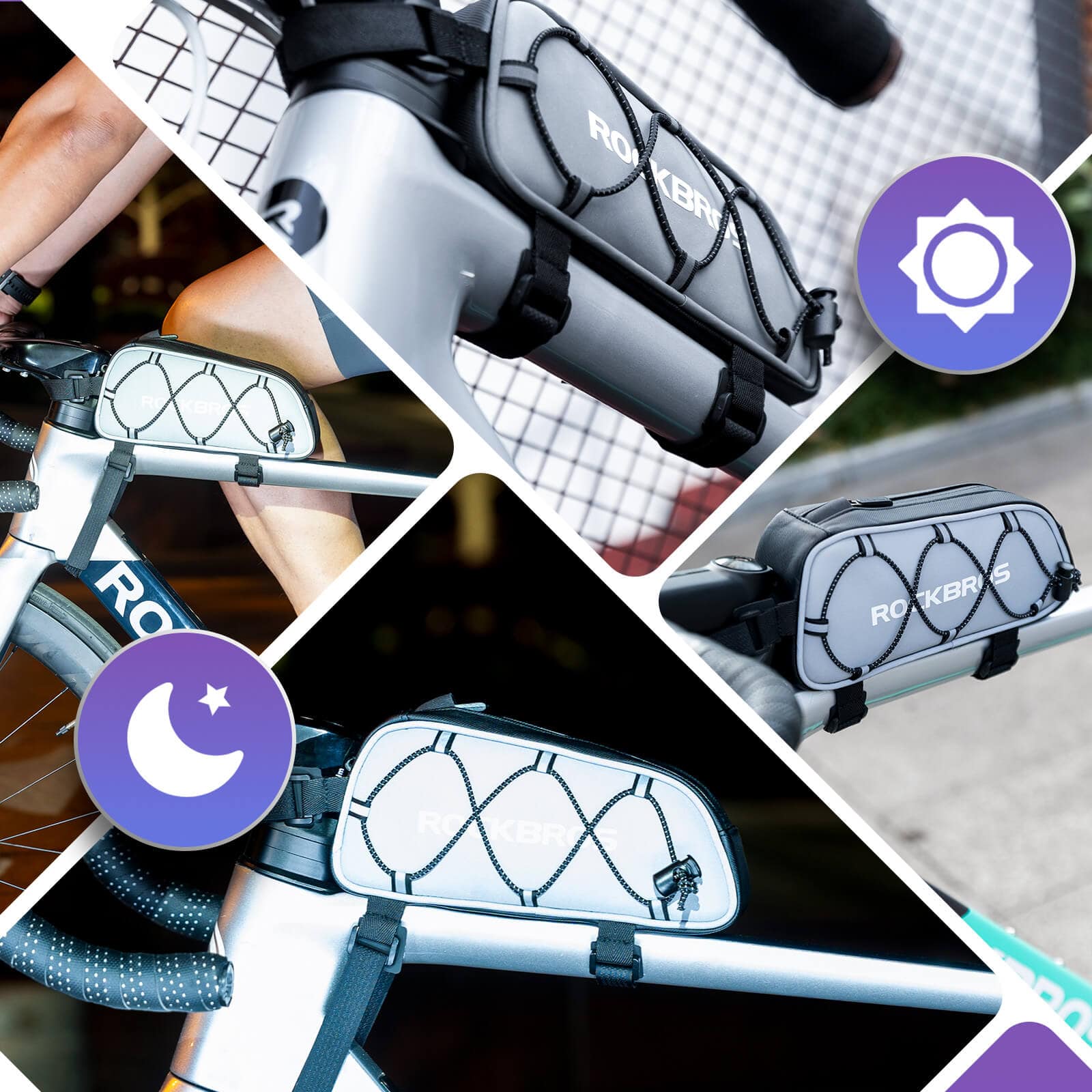 Oberrohrtasche 1 L Vollständig Reflektierend Weiß/Orange - Fahrradtaschen ROCKBROS - EU - NooMii