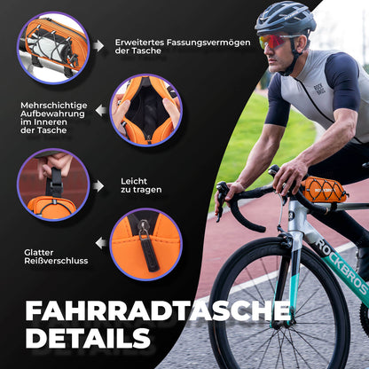 Oberrohrtasche 1 L Vollständig Reflektierend Weiß/Orange - Fahrradtaschen ROCKBROS - EU - NooMii