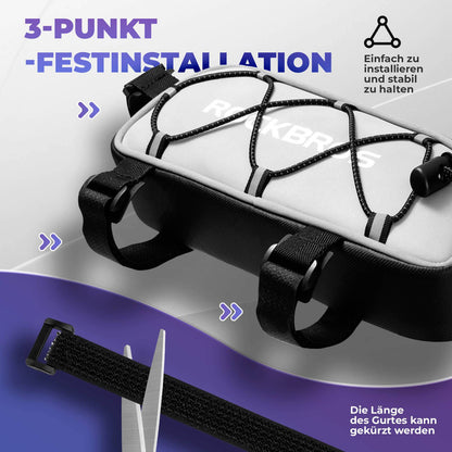 Oberrohrtasche 1 L Vollständig Reflektierend Weiß/Orange - Fahrradtaschen ROCKBROS - EU - NooMii