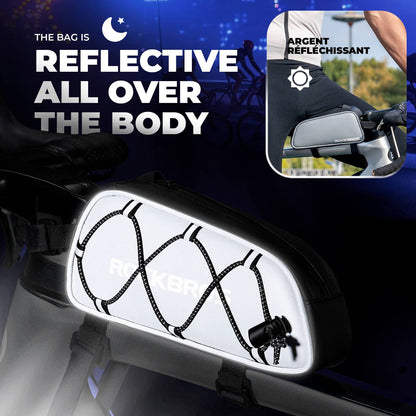 Oberrohrtasche 1 L Vollständig Reflektierend Weiß/Orange - Fahrradtaschen ROCKBROS - EU - NooMii