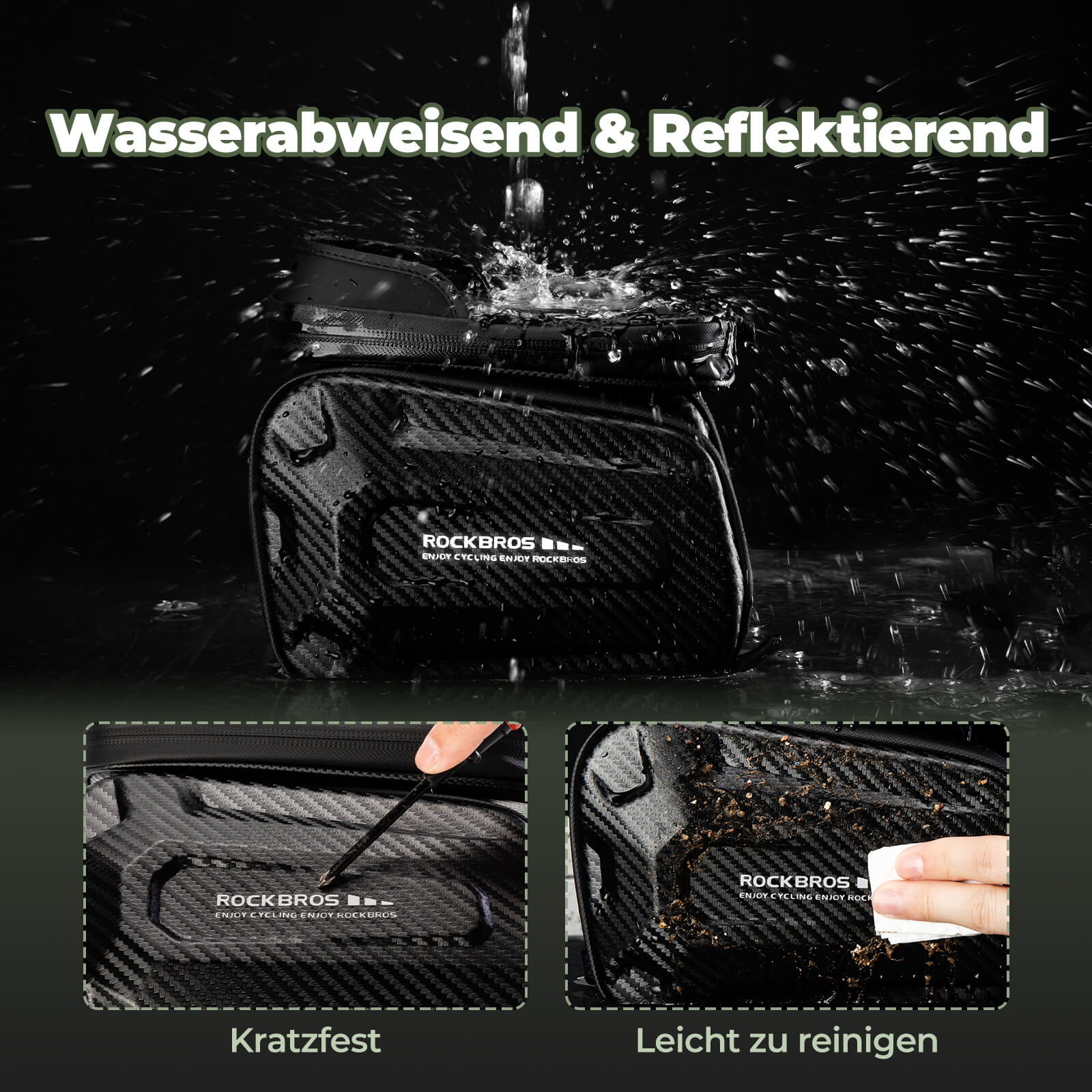 Oberrohrtasche für Smartphone mit Lichtschutz & Seitentaschen - Fahrradtaschen ROCKBROS - EU - NooMii