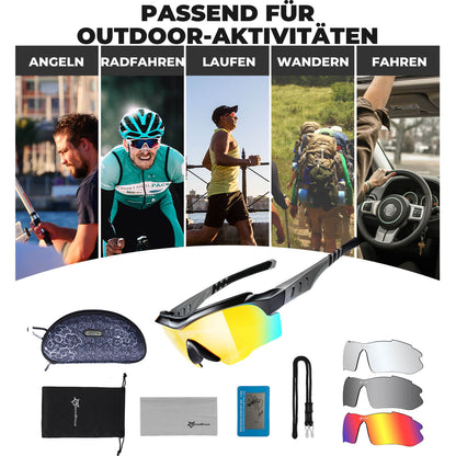 Polarisierte Fahrradbrille mit wechselbaren Gläsern UV - Schutz Unisex - Fahrradbrille ROCKBROS - EU - NooMii