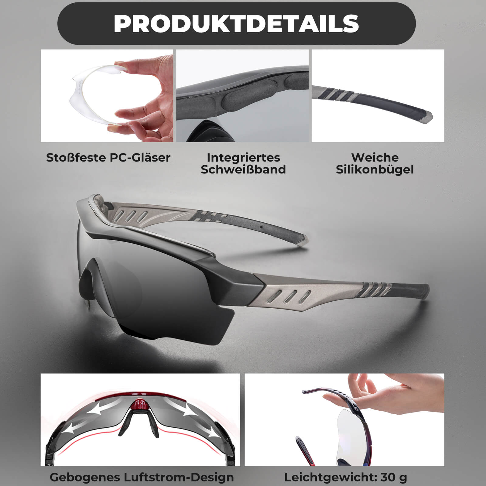 Polarisierte Fahrradbrille mit wechselbaren Gläsern UV - Schutz Unisex - Fahrradbrille ROCKBROS - EU - NooMii