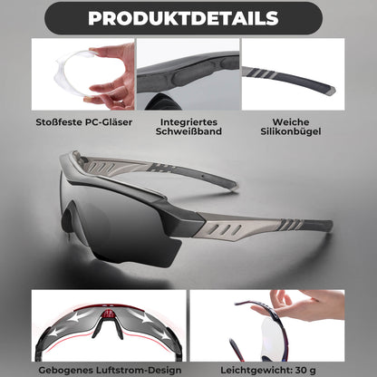 Polarisierte Fahrradbrille mit wechselbaren Gläsern UV - Schutz Unisex - Fahrradbrille ROCKBROS - EU - NooMii