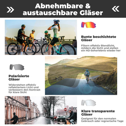 Polarisierte Fahrradbrille mit wechselbaren Gläsern UV - Schutz Unisex - Fahrradbrille ROCKBROS - EU - NooMii