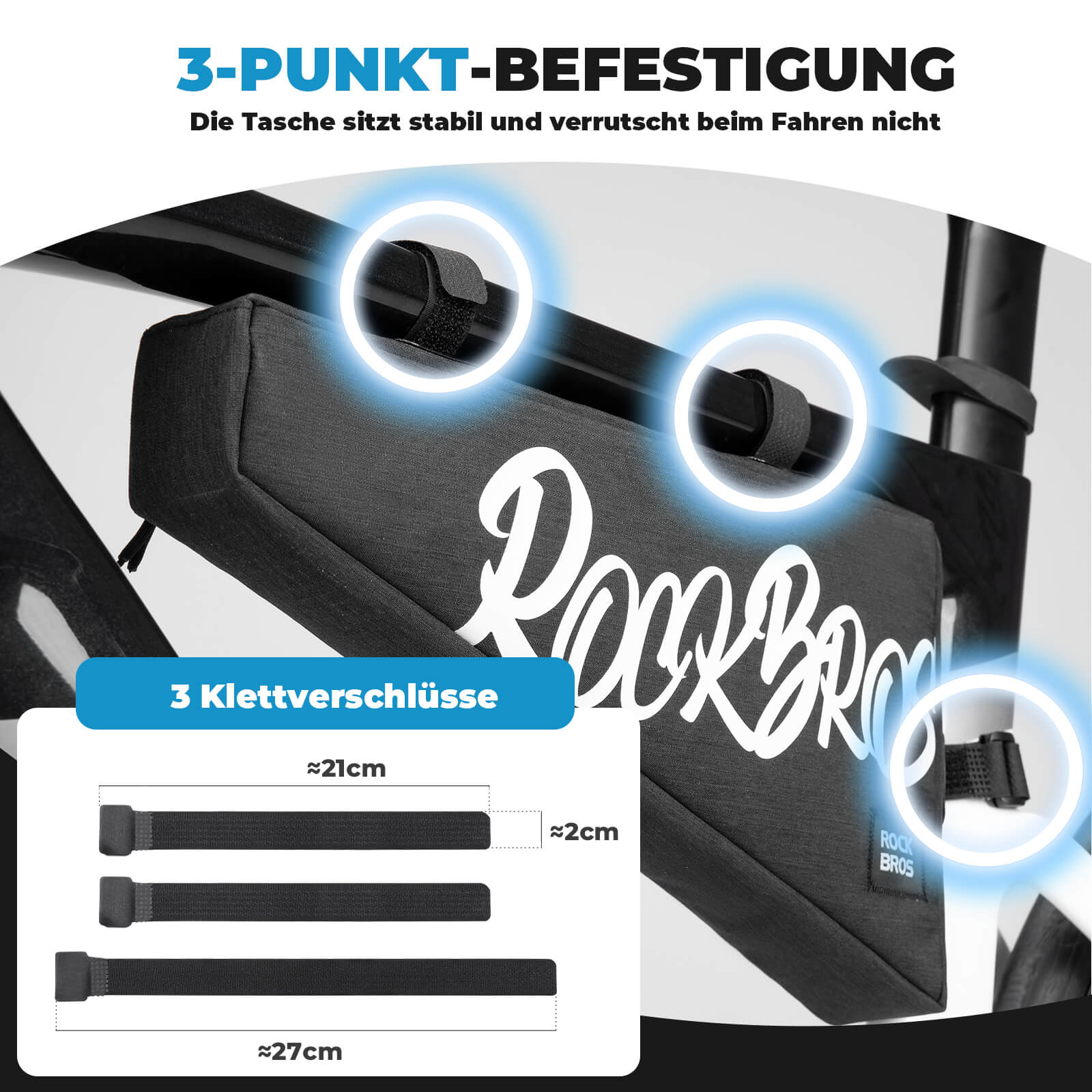 Rahmentasche mit Klettbandverschluss 1,9L - SketchRide Series - Fahrradtaschen ROCKBROS - EU - NooMii