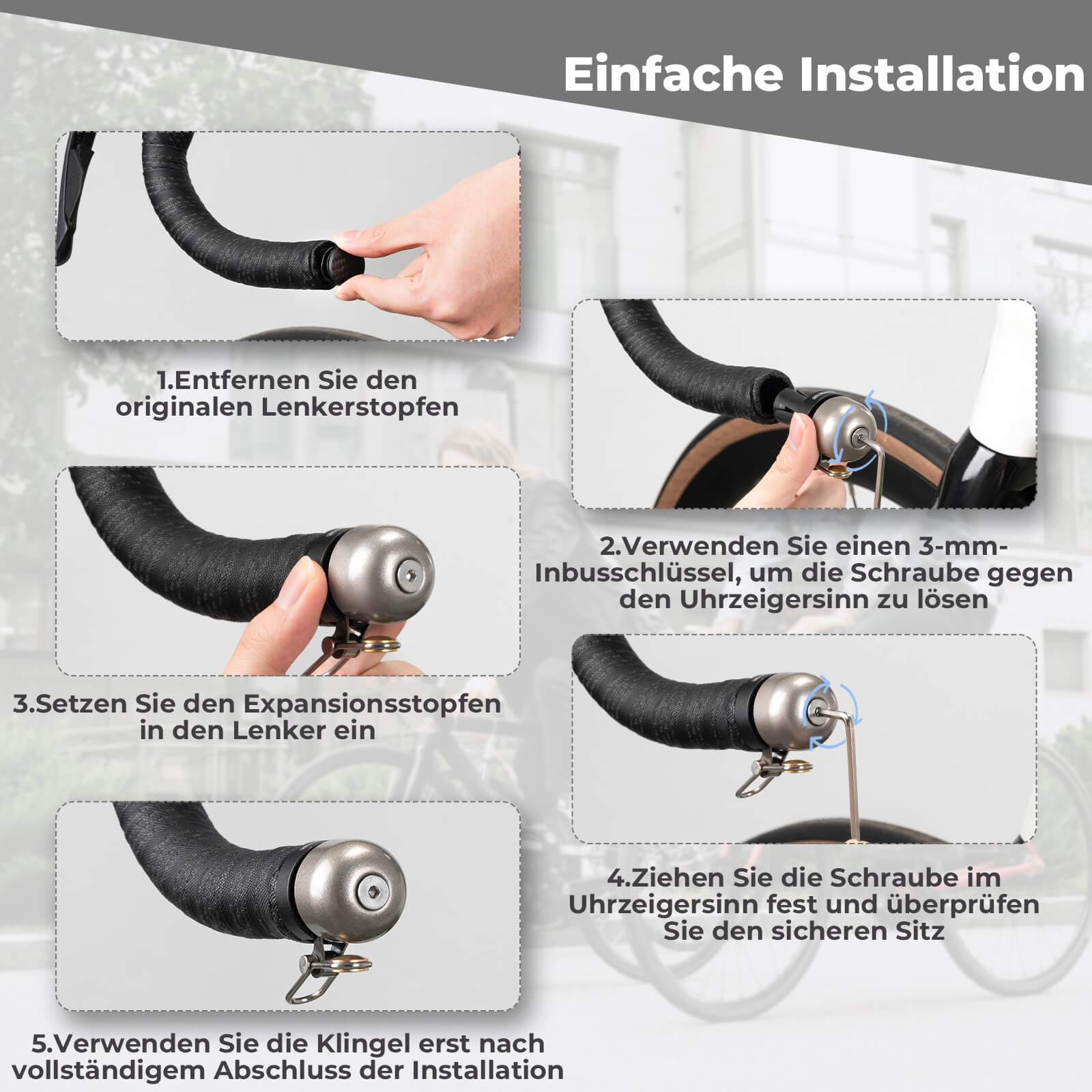 Rennrad Fahrradklinge für 22,2mm Dropbar Lenker - Fahrradklingel ROCKBROS - EU - NooMii