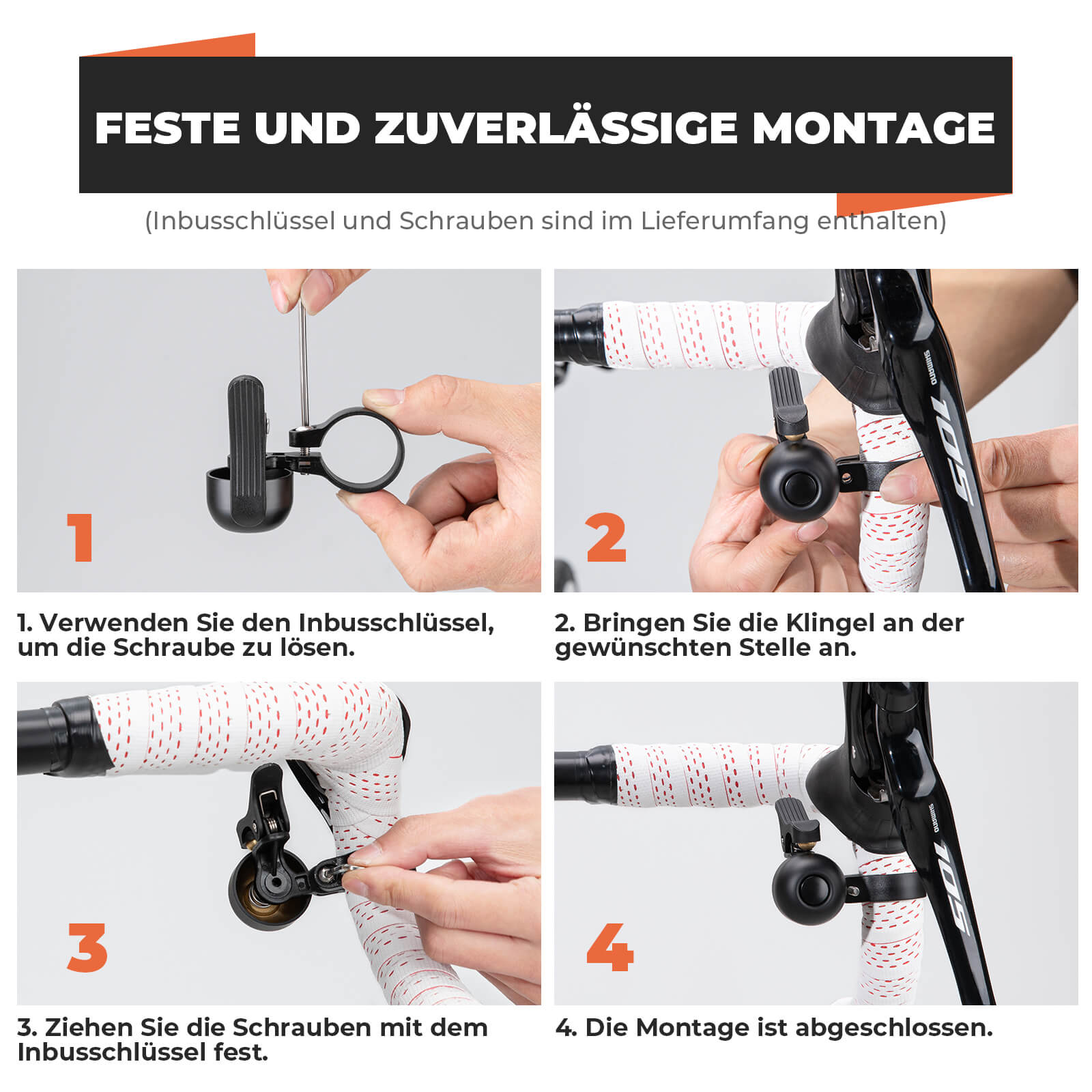 Rennrad Fahrradklingel für gebogene Lenker 27 - 30 mm - Fahrradklingel ROCKBROS - EU - NooMii