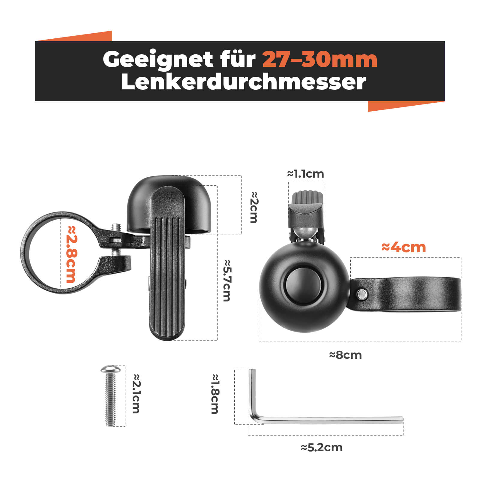 Rennrad Fahrradklingel für gebogene Lenker 27 - 30 mm - Fahrradklingel ROCKBROS - EU - NooMii