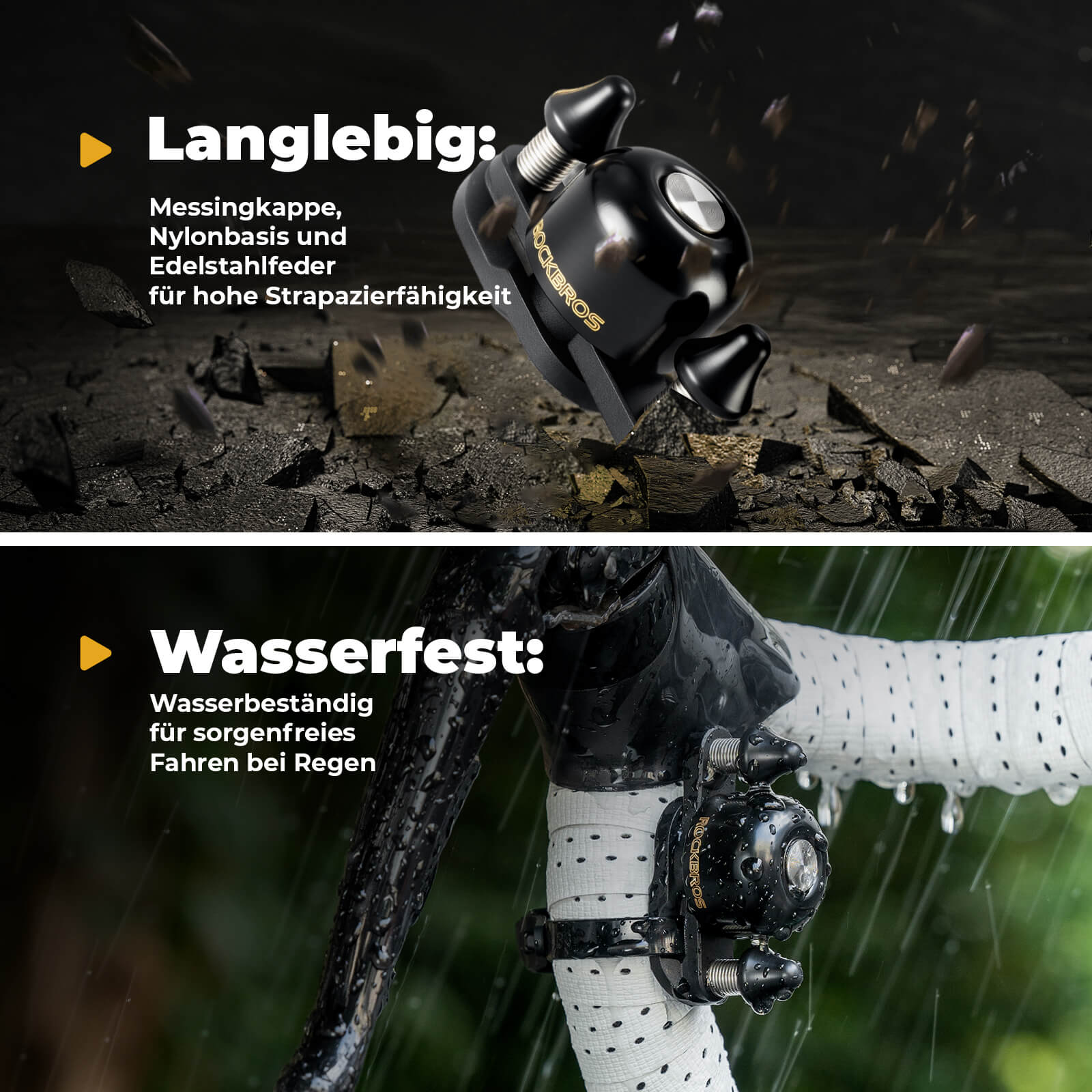 Rennrad MTB Fahrradklingel mit Doppel - Klopfer 180° drehbar - Fahrradklingel ROCKBROS - EU - NooMii