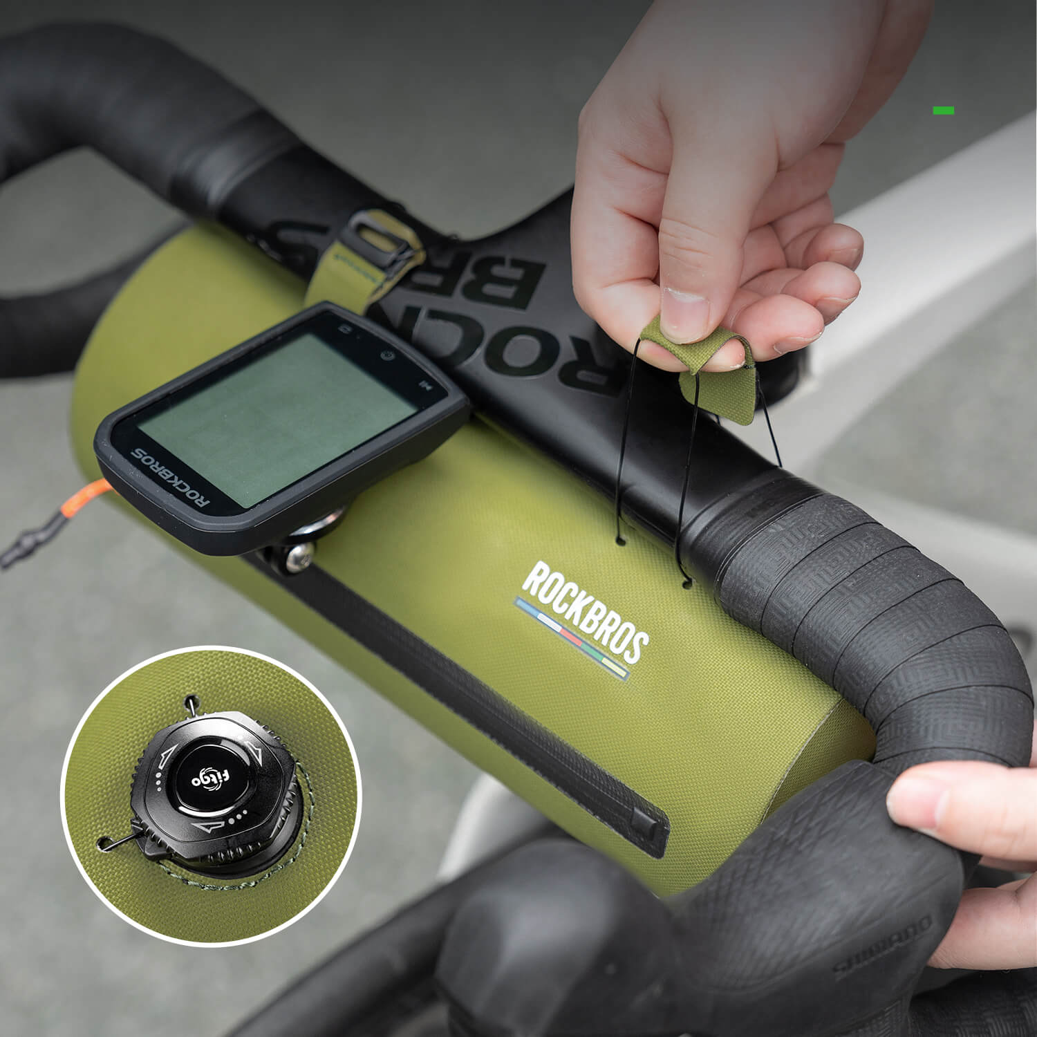 ROAD TO SKY 100 % Wasserdicht Lenkertasche 2L Grün - Fahrradtaschen ROCKBROS - EU - NooMii