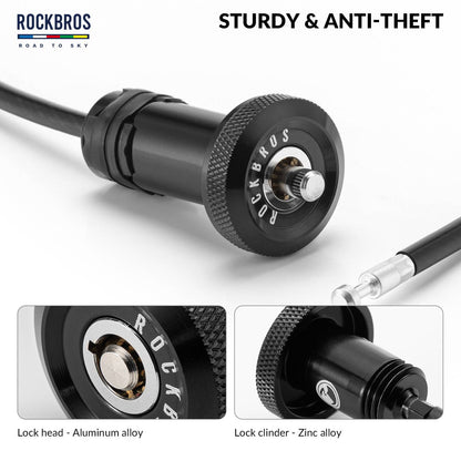 ROAD TO SKY Fahrrad Mini Kabelschloss mit Lenkerstecker Fahrradschloss - Fahrradschloss ROCKBROS - EU - NooMii