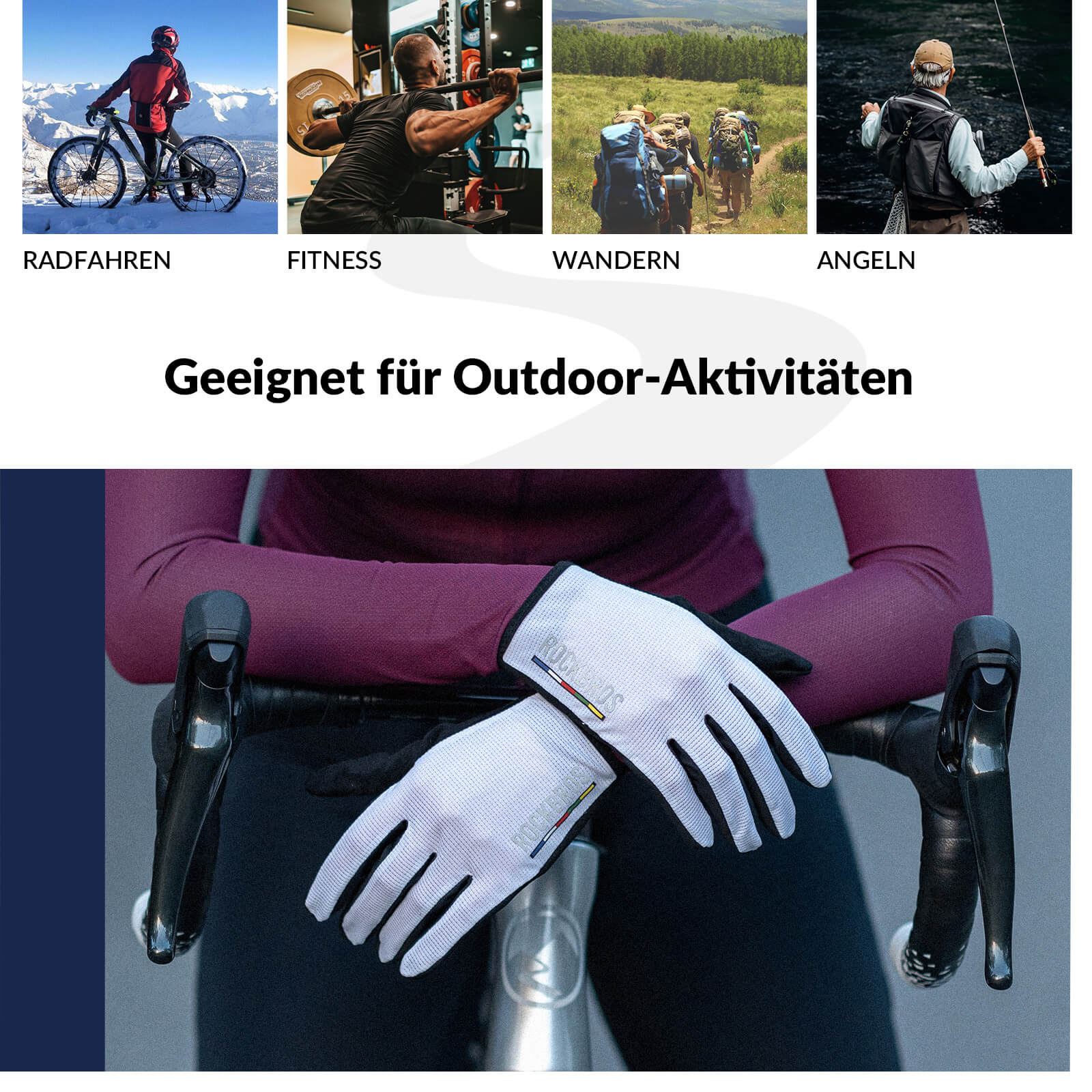 ROAD TO SKY Fahrradhandschuhe Atmungsaktiv mit Touchscreen Sommer/Frühling - Fahrradhandschuhe ROCKBROS - EU - NooMii