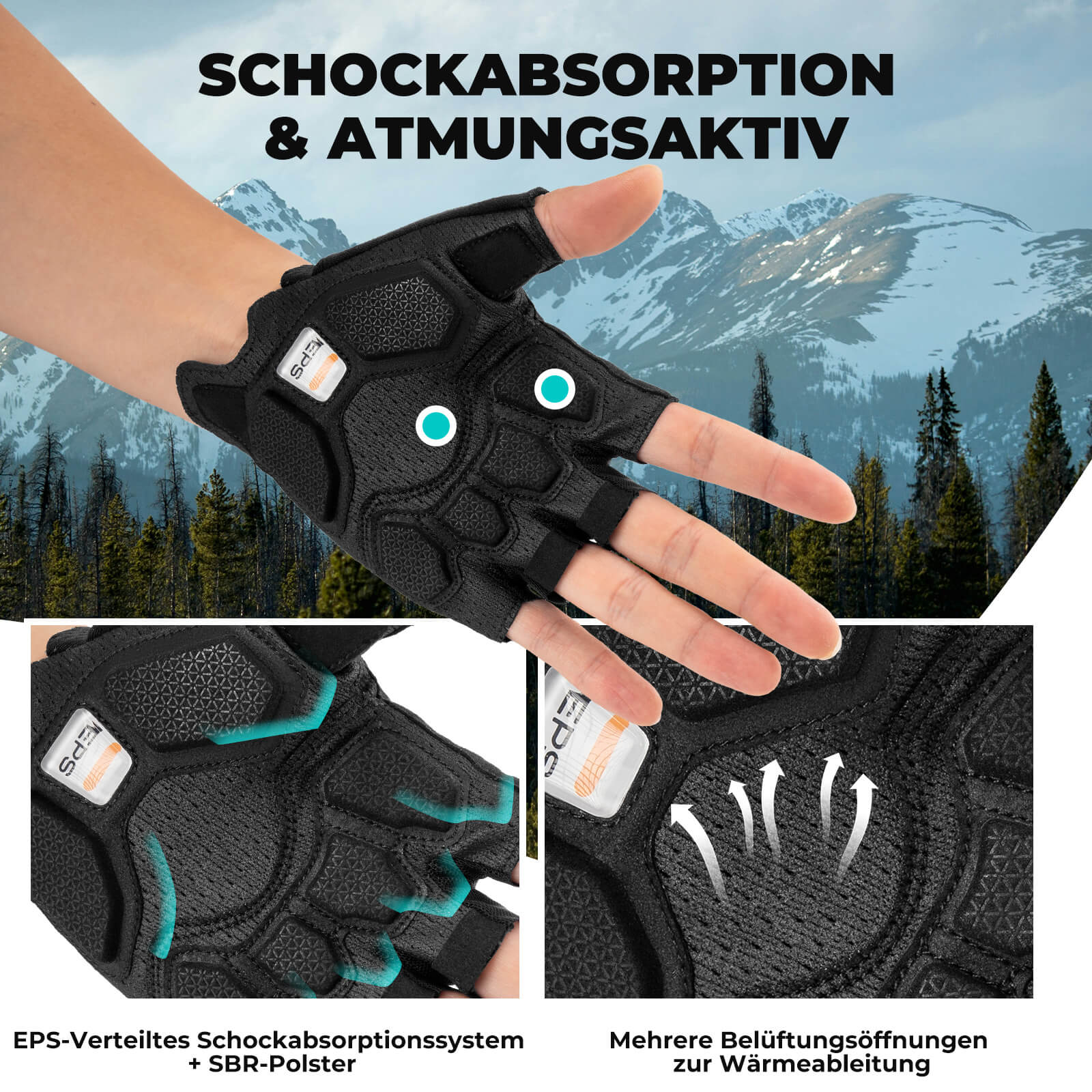 ROAD TO SKY Fahrradhandschuhe Halbfinger SBR Polsterung atmungsaktiv rutschfest - Fahrradhandschuhe ROCKBROS - EU - NooMii