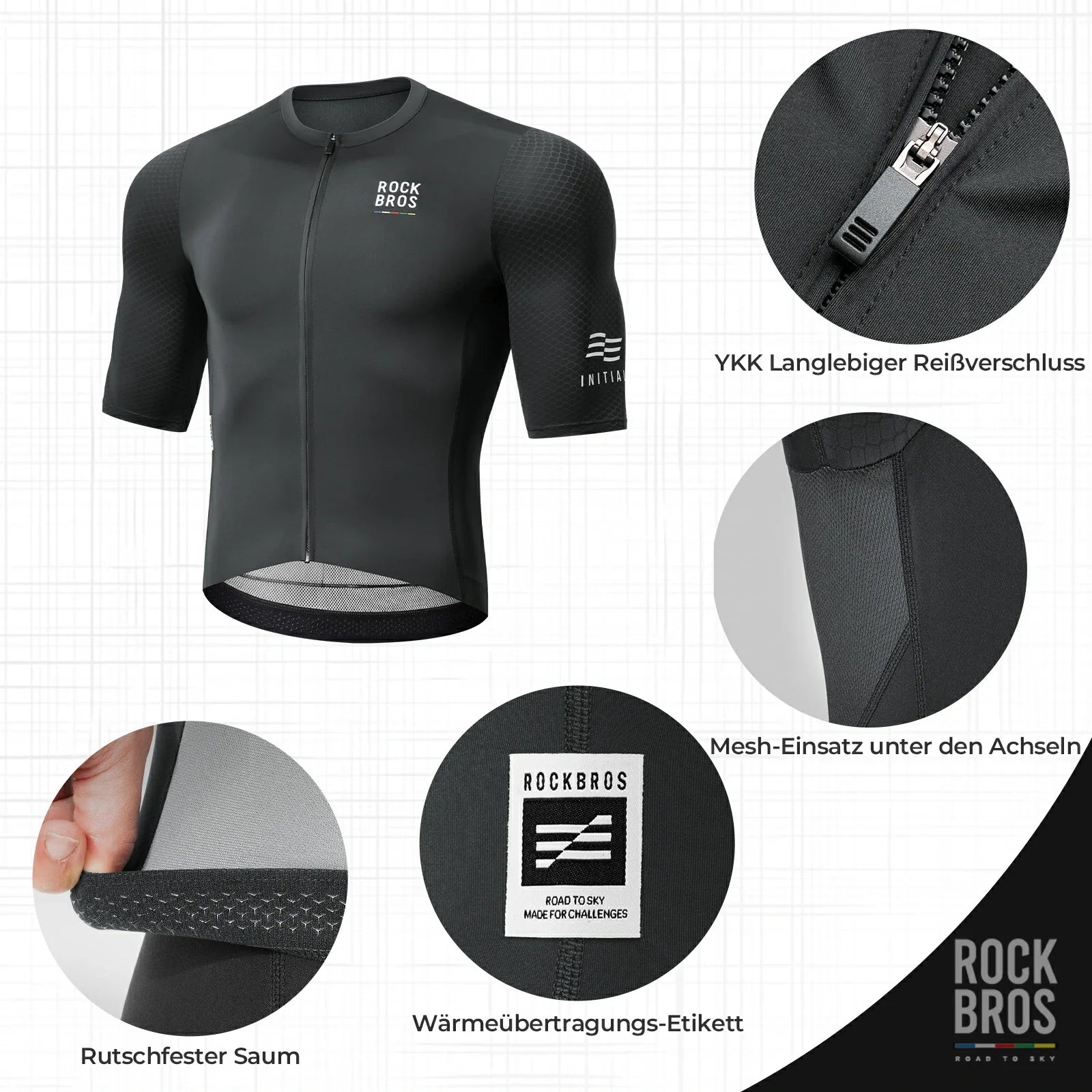 ROAD TO SKY Herren Radtrikot Kurzarm mit Taschen - Fahrradtrikot ROCKBROS - EU - NooMii