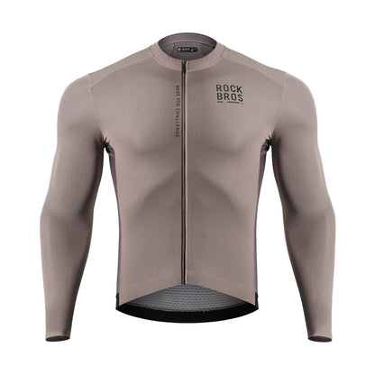 ROAD TO SKY Langarm - Radtrikot Herren Jersey Erdgrau/Braun - Fahrradtrikot ROCKBROS - EU - NooMii