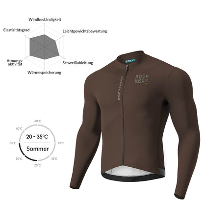 ROAD TO SKY Langarm - Radtrikot Herren Jersey Erdgrau/Braun - Fahrradtrikot ROCKBROS - EU - NooMii