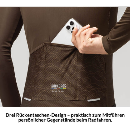 ROAD TO SKY Langarm - Radtrikot Herren Jersey Erdgrau/Braun - Fahrradtrikot ROCKBROS - EU - NooMii