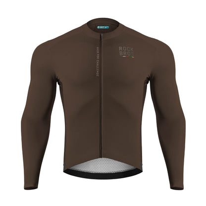 ROAD TO SKY Langarm - Radtrikot Herren Jersey Erdgrau/Braun - Fahrradtrikot ROCKBROS - EU - NooMii