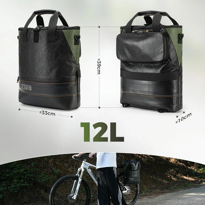 ROAD TO SKY Nachhaltige Fahrrad - Gepäckträgertasche aus recycelten Reifen 12L - Fahrradtaschen ROCKBROS - EU - NooMii