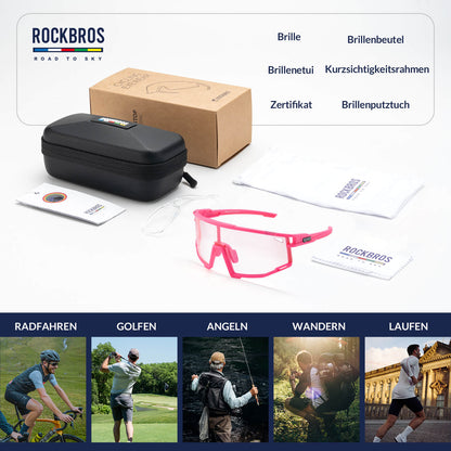 ROAD TO SKY Photochrome Fahrradbrille UV400 Schutz Verstellbare Nasenpads - Fahrradbrille ROCKBROS - EU - NooMii