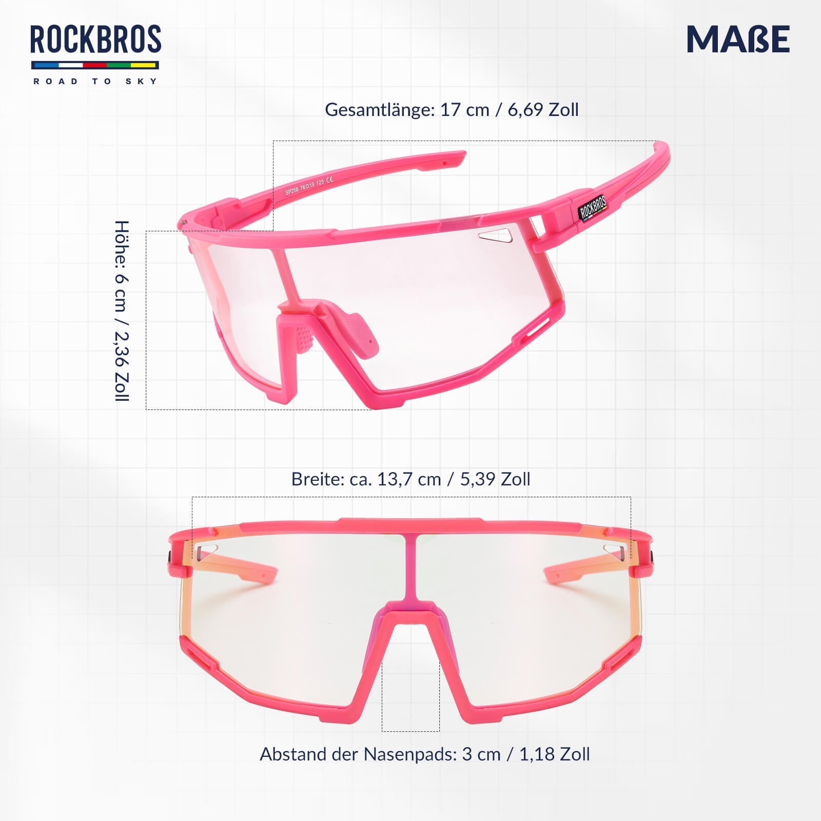 ROAD TO SKY Photochrome Fahrradbrille UV400 Schutz Verstellbare Nasenpads - Fahrradbrille ROCKBROS - EU - NooMii