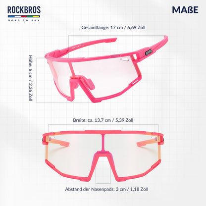 ROAD TO SKY Photochrome Fahrradbrille UV400 Schutz Verstellbare Nasenpads - Fahrradbrille ROCKBROS - EU - NooMii