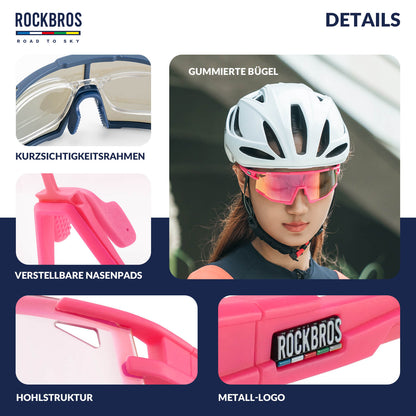 ROAD TO SKY Photochrome Fahrradbrille UV400 Schutz Verstellbare Nasenpads - Fahrradbrille ROCKBROS - EU - NooMii
