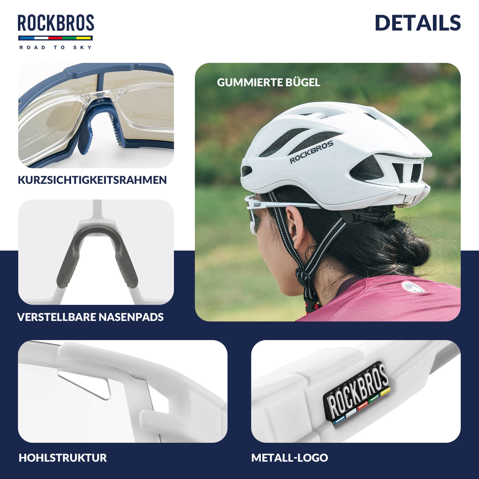 ROAD TO SKY Photochrome Fahrradbrille UV400 Schutz Verstellbare Nasenpads - Fahrradbrille ROCKBROS - EU - NooMii