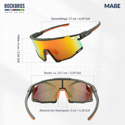 ROAD TO SKY Polarisierte Fahrradbrille UV400 Schutz Verstellbare Nasenpads - Fahrradbrille ROCKBROS - EU - NooMii