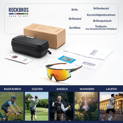 ROAD TO SKY Polarisierte Fahrradbrille UV400 Schutz Verstellbare Nasenpads - Fahrradbrille ROCKBROS - EU - NooMii
