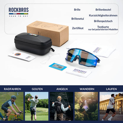 ROAD TO SKY Polarisierte Fahrradbrille UV400 Schutz Verstellbare Nasenpads - Fahrradbrille ROCKBROS - EU - NooMii