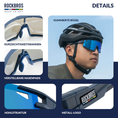 ROAD TO SKY Polarisierte Fahrradbrille UV400 Schutz Verstellbare Nasenpads - Fahrradbrille ROCKBROS - EU - NooMii