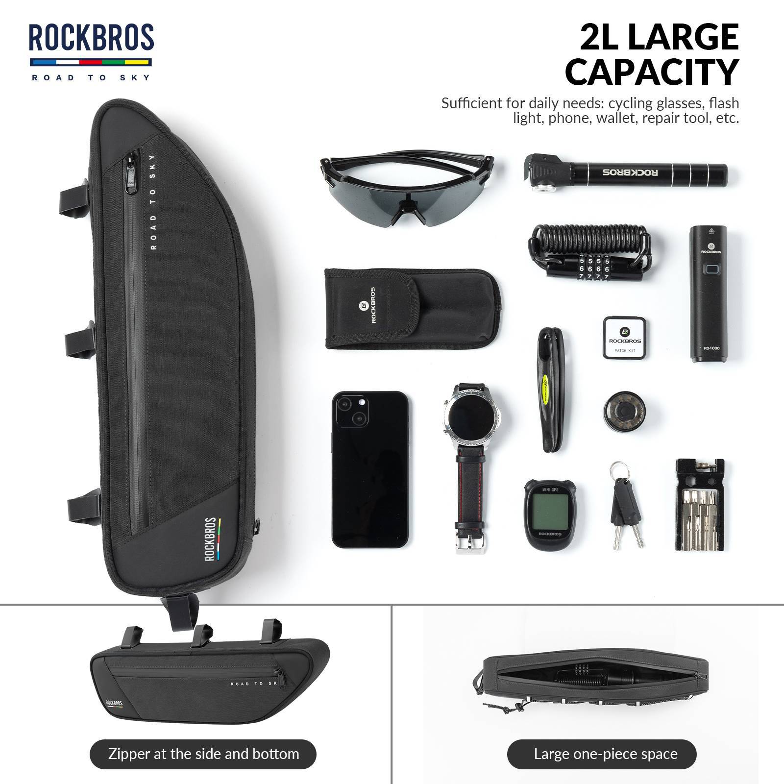 ROAD TO SKY Reflektierende Wasserdichte Fahrrad 2L Dreieckstasche - Fahrradtaschen ROCKBROS - EU - NooMii