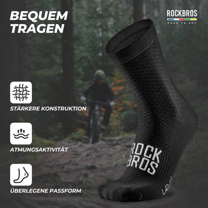 ROAD TO SKY Sportsocken Baumwolle Atmungsaktive Laufsocken für MTB & Rennrad - Fahrradsocken ROCKBROS - EU - NooMii