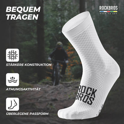 ROAD TO SKY Sportsocken Baumwolle Atmungsaktive Laufsocken für MTB & Rennrad - Fahrradsocken ROCKBROS - EU - NooMii