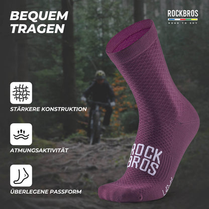 ROAD TO SKY Sportsocken Baumwolle Atmungsaktive Laufsocken für MTB & Rennrad - Fahrradsocken ROCKBROS - EU - NooMii