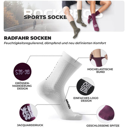ROAD TO SKY Sportsocken Baumwolle Atmungsaktive Laufsocken für MTB & Rennrad - Fahrradsocken ROCKBROS - EU - NooMii