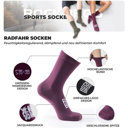 ROAD TO SKY Sportsocken Baumwolle Atmungsaktive Laufsocken für MTB & Rennrad - Fahrradsocken ROCKBROS - EU - NooMii