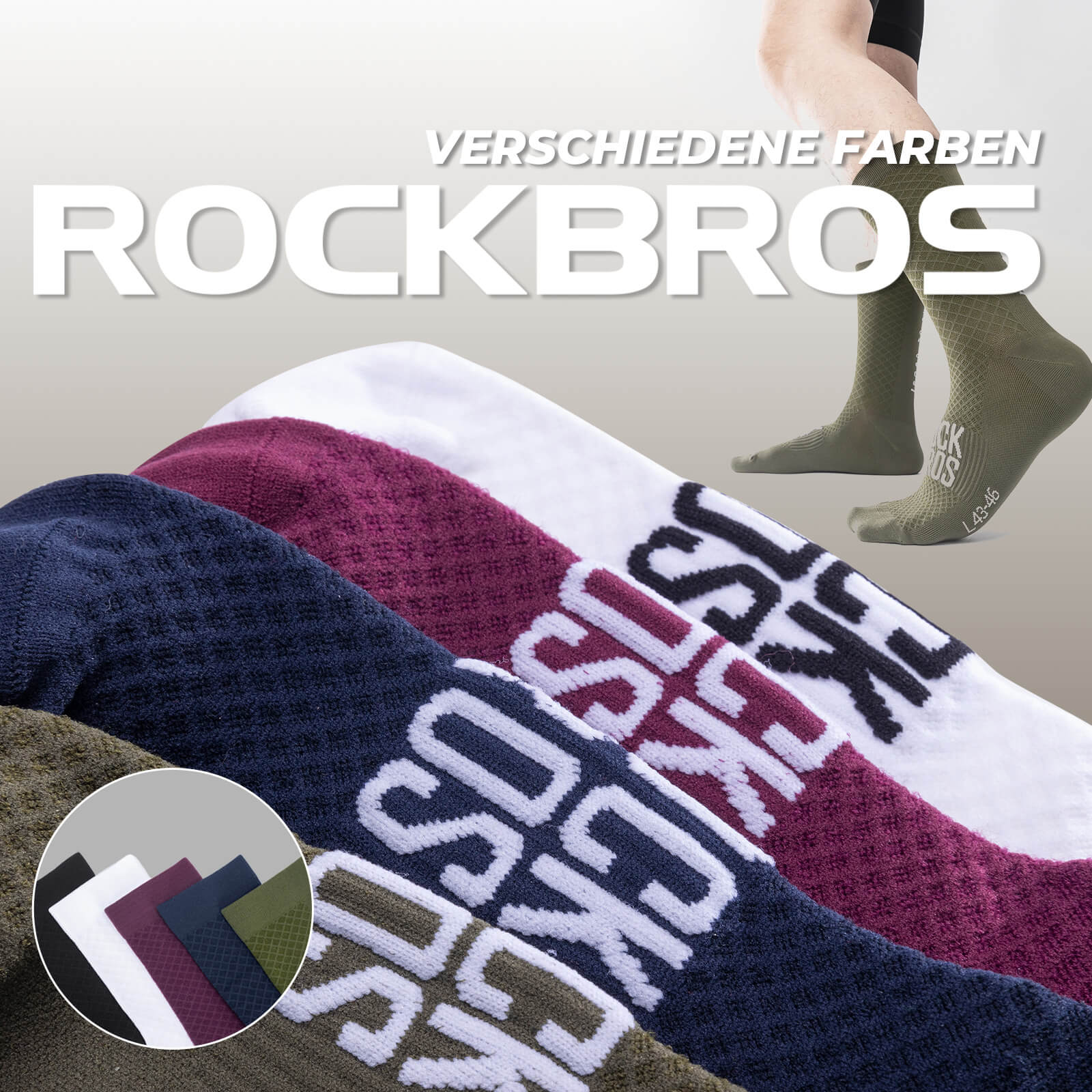 ROAD TO SKY Sportsocken Baumwolle Atmungsaktive Laufsocken für MTB & Rennrad - Fahrradsocken ROCKBROS - EU - NooMii
